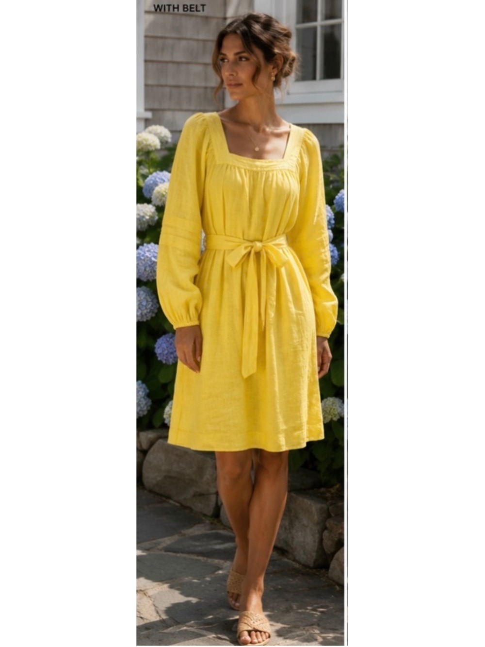 Banana Republic Yellow Midi Dress Size L Boho